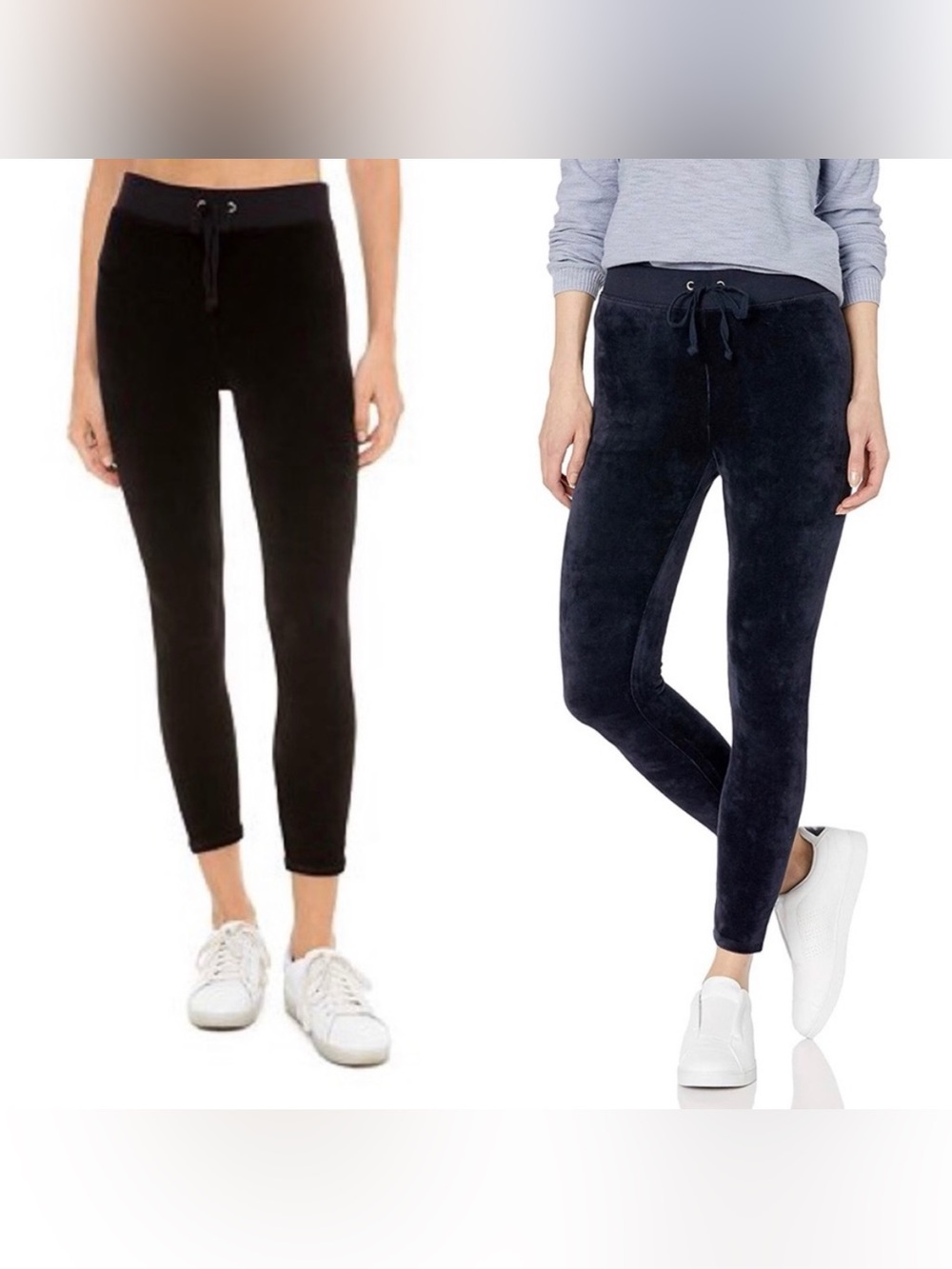 Juicy Couture Bundle of 2 Rodeo Drive Stretch Velour Black and Blue Leggings. Sm
